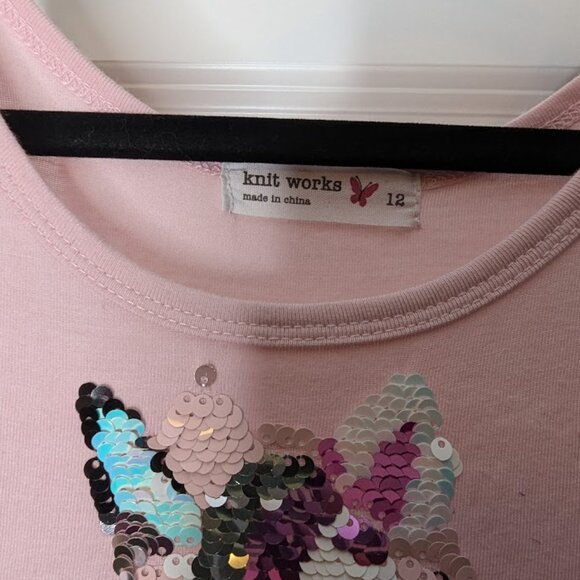 KnitWorks Girls Dress Pink with Unicorn & Black Tulle Skirt Size 12 - Picture 4 of 6